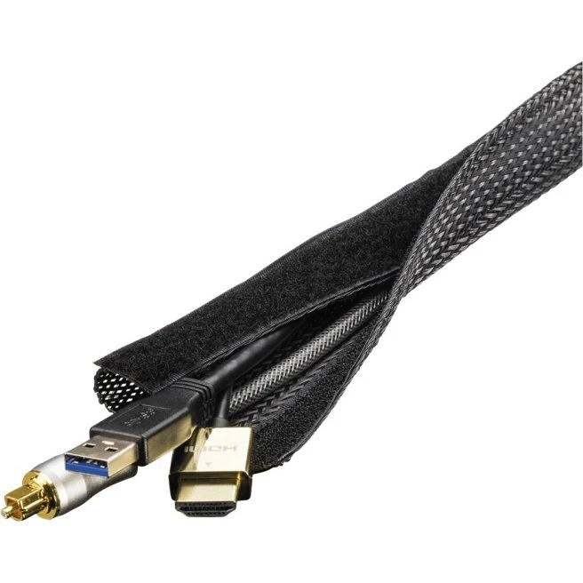 Goobay WireSleeve Kabelhylster 1,8m, Sort, Med Velcro