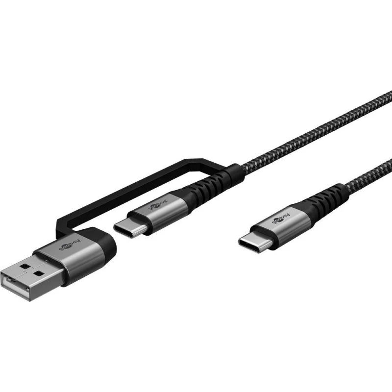 Goobay 2-in-1 USB-C til USB-C/USB-A 3 m Space Grey/Silver