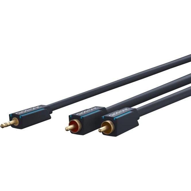 ClickTronic 3,5 mm til 2x RCA AUX-kabel, 3 m, guldbelagt, OFC