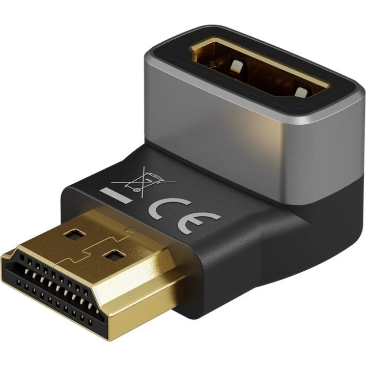 Goobay HDMI 270° Vinkeladapter, 8K @ 60 Hz, guldpladeret, sort