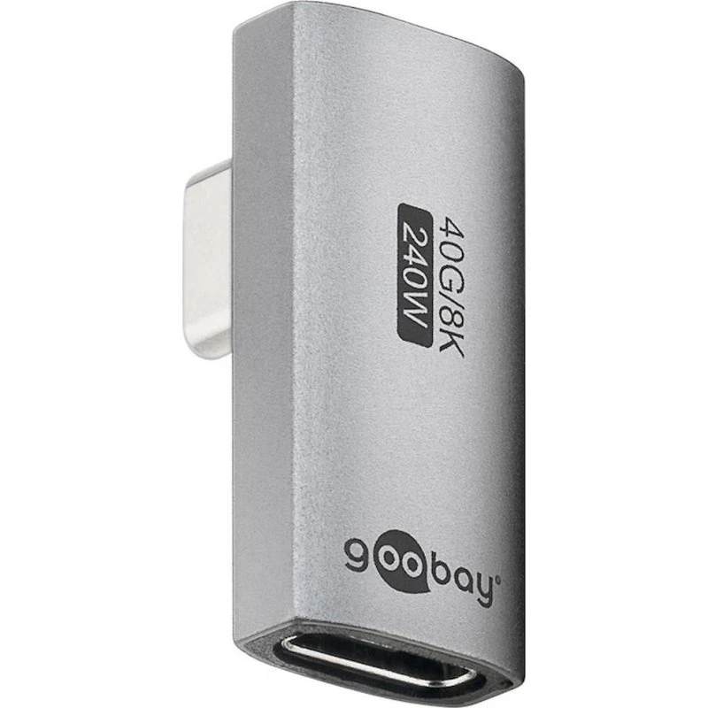 Goobay USB-C Adapter 90° Lodret USB4, Sølv