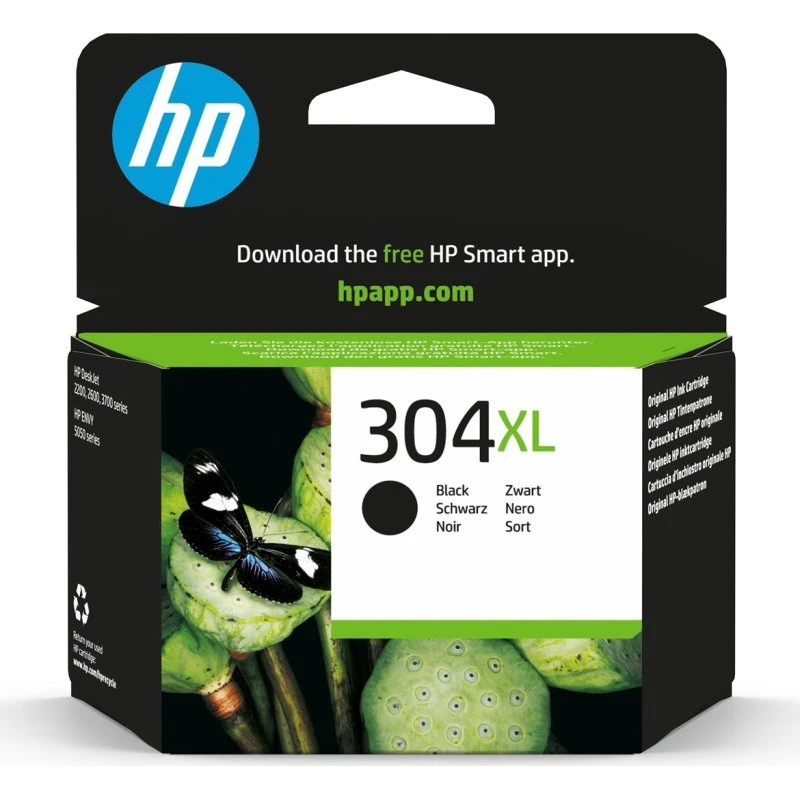 HP 304XL Sort Pigmentblækpatron, 300 sider