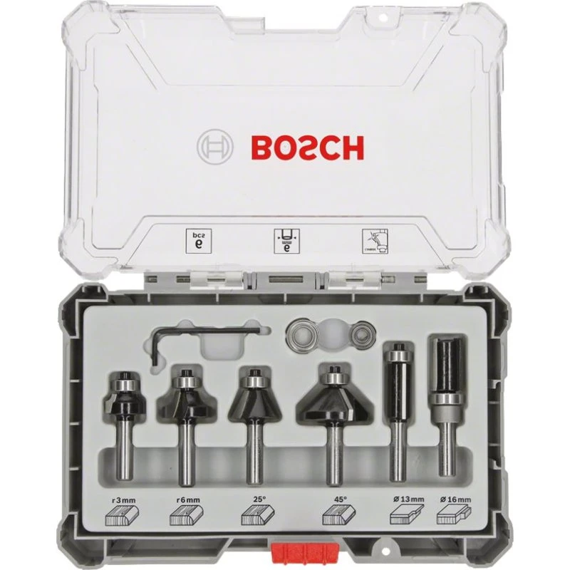 Bosch Bitsæt 6 dele til fræsejern, 6 mm skaft