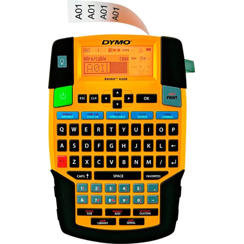 DYMO Rhino 4200 Industrial Etiketmaskine, Yellow/Black (6/9/12/19mm)