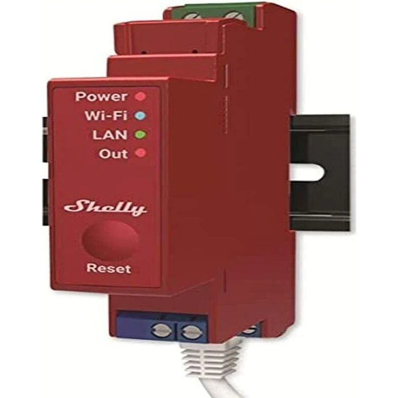 Shelly Pro 1PM Rød, 1-kanals DIN-skinne-relæ med WiFi/LAN