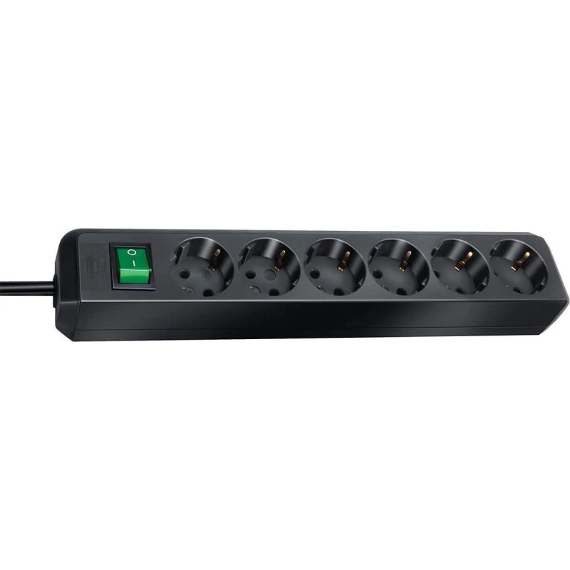 Brennenstuhl Eco-Line 6-vejs strømskinne, sort, 1,5 m