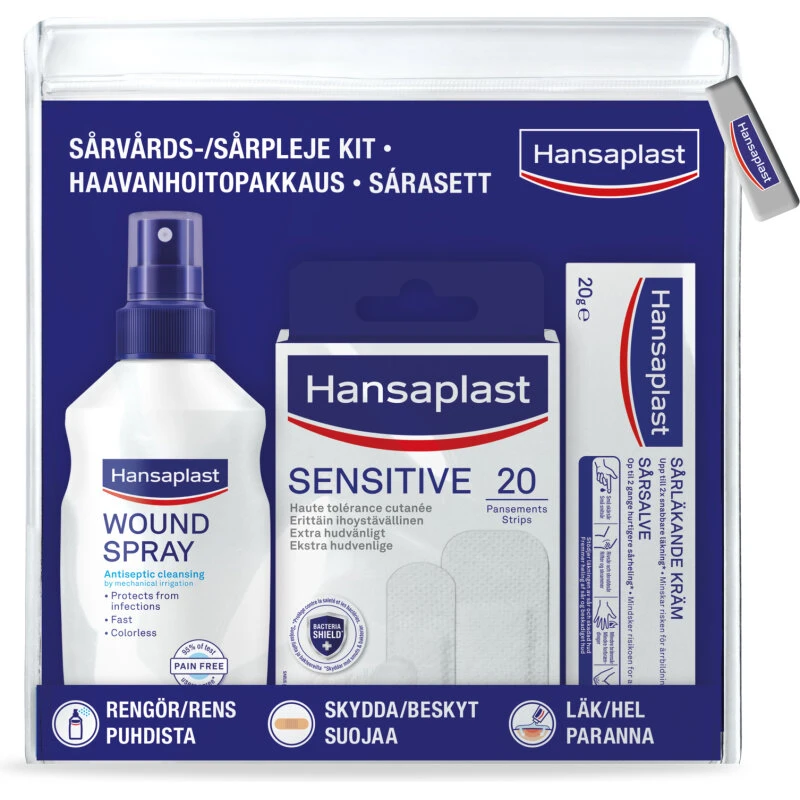 Hansaplast Sårpleje Kit – sårspray 100 ml, sårsalve 20 mg, 20 plastre