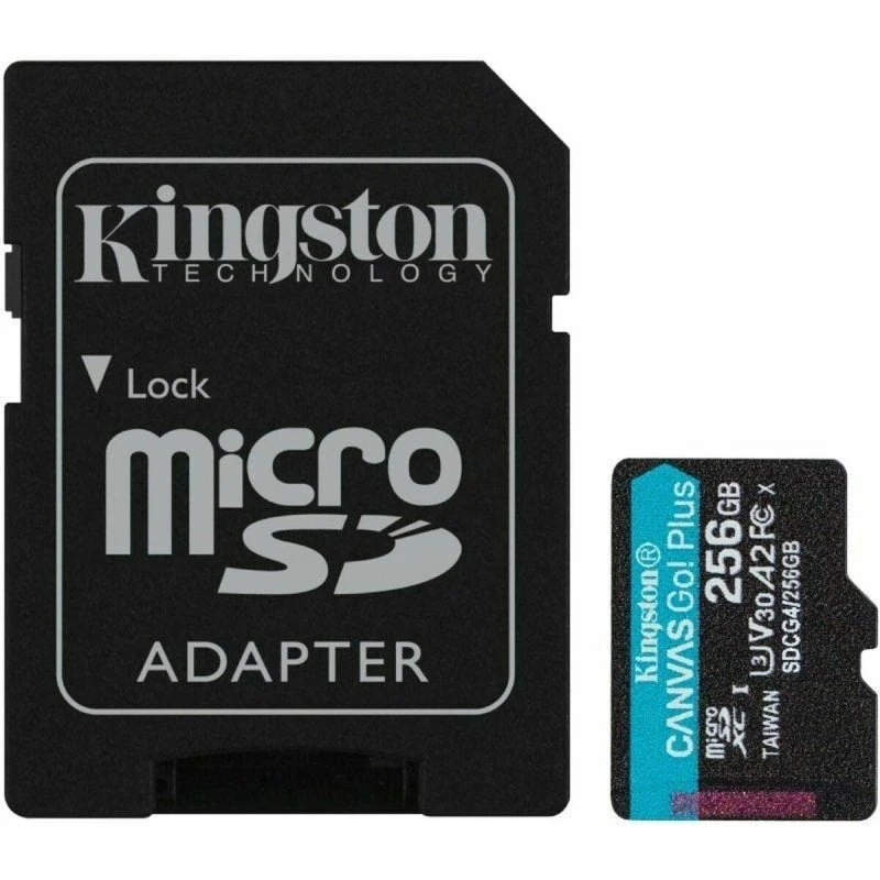 Kingston Canvas Go! Plus microSD 256 GB U3 V30 A2 med SD-adapter
