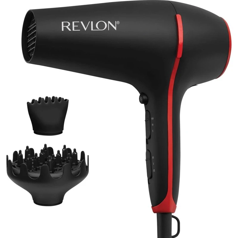 Revlon RVDR5317 Hårtørrer 2000 W med Kokosolie & Keramisk Teknologi, Sort/Rød