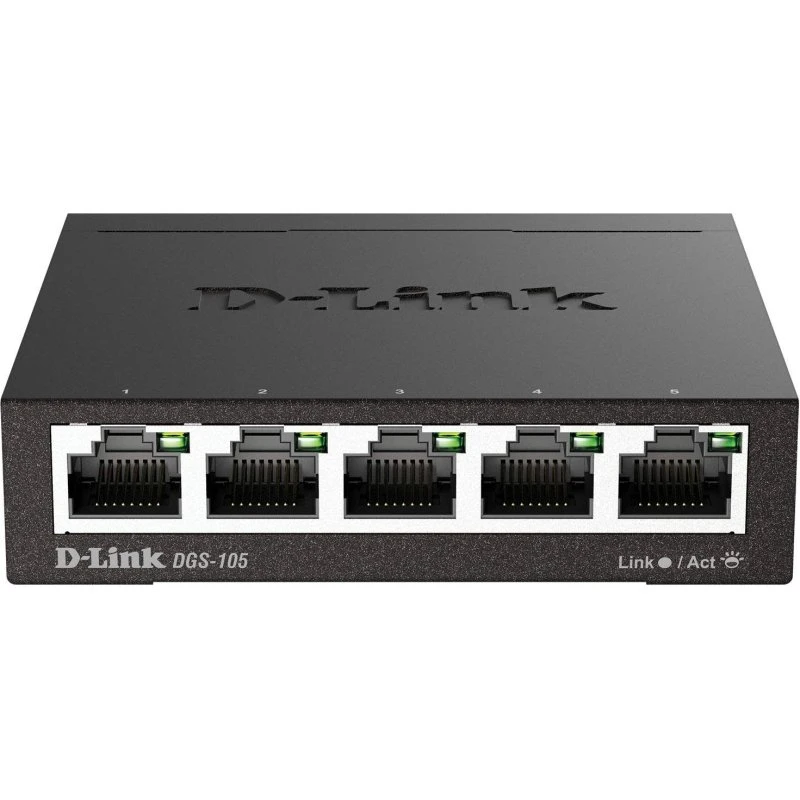 D-Link DGS-105 5-port Gigabit Ethernet-switch, metalhus