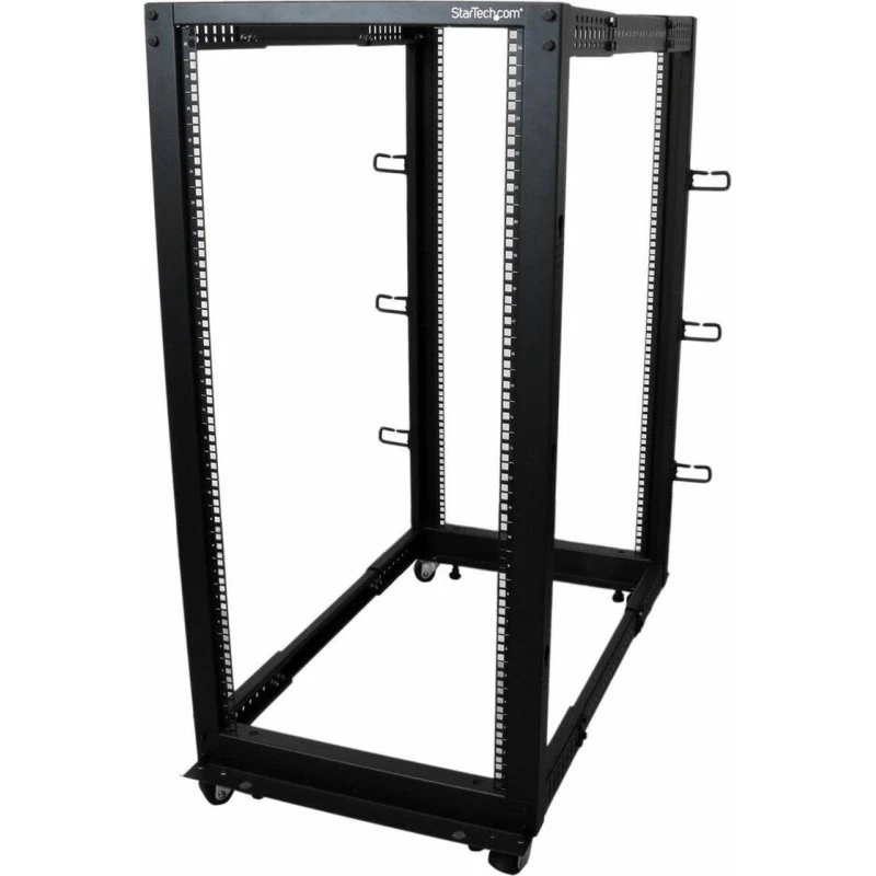 StarTech.com 4POSTRACK25U 25U Åben Ramme Server Rack, Sort, Justerbar Dybde 22-40"