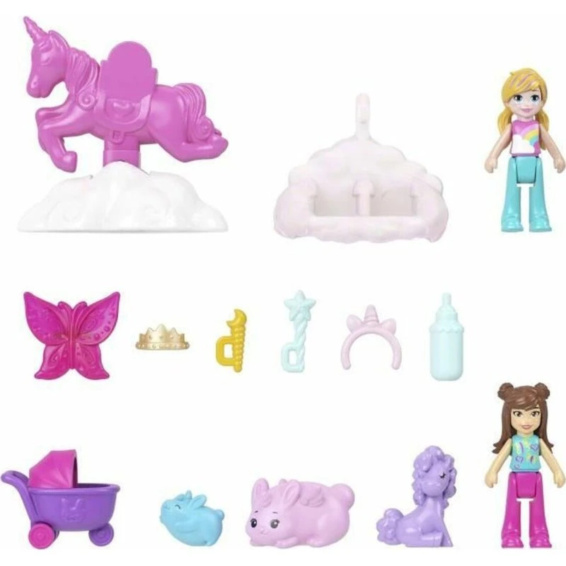 Polly Pocket 2-i-1 Kaninlekset – 14 dele, multifarvet
