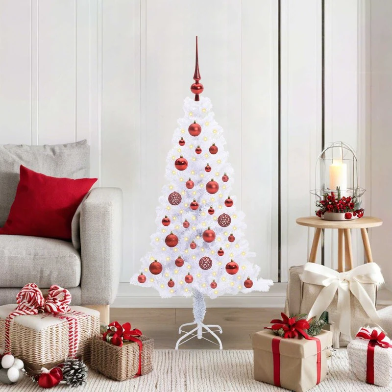 vidaXL Kunstigt Juletræ 120 cm Hvid med 150 LED'er PVC & Stål