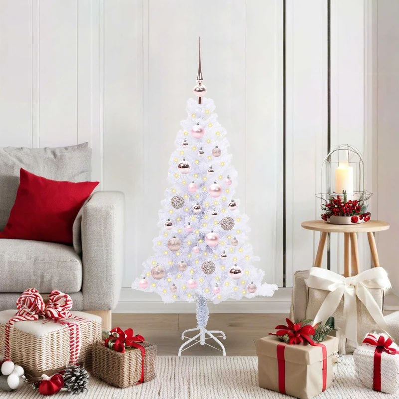 vidaXL Kunstigt Juletræ 120 cm Hvid med 150 LED'er