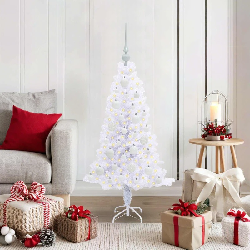 vidaXL Kunstigt Juletræ 120 cm Hvid med 150 LED'er