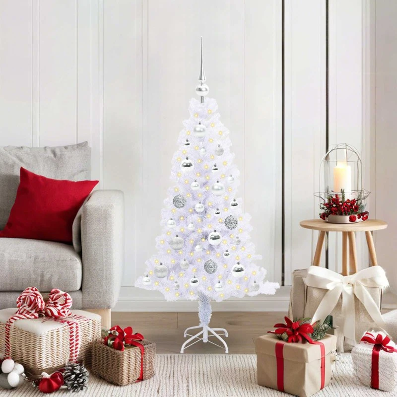 vidaXL Kunstigt Juletræ 120 cm Hvid med 150 LED'er