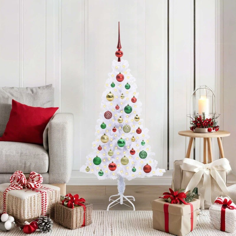 vidaXL Kunstigt Juletræ 120 cm Hvid med 150 LED'er PVC & Stål