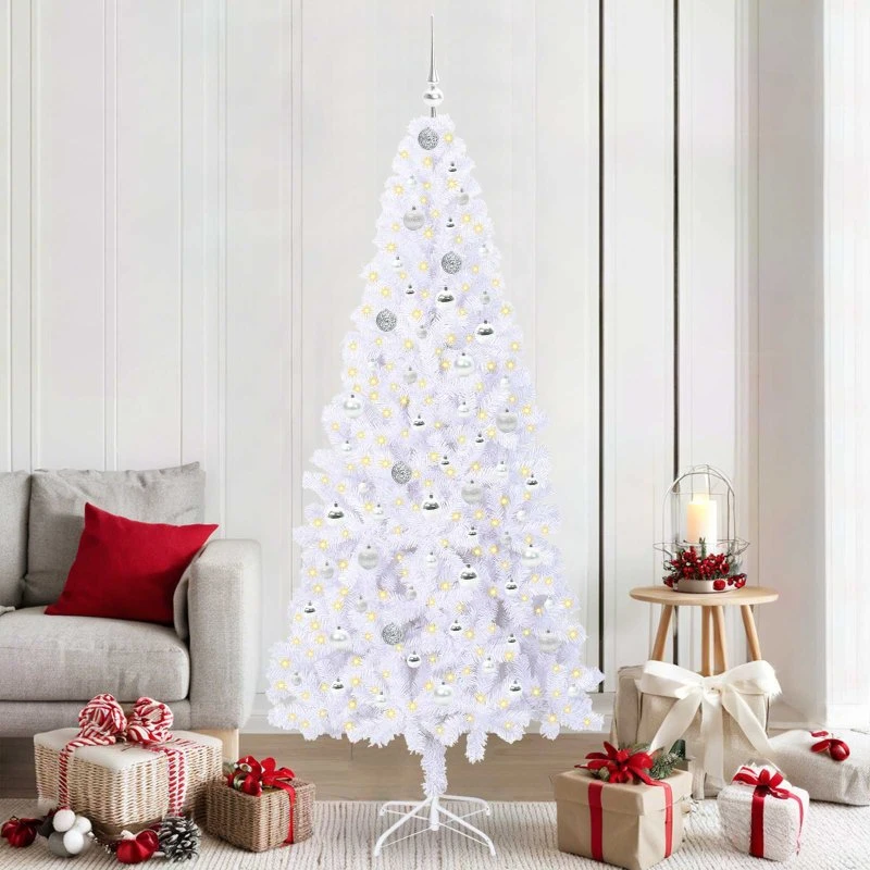 vidaXL Kunstigt juletræ 210 cm med 300 LED'er, hvid