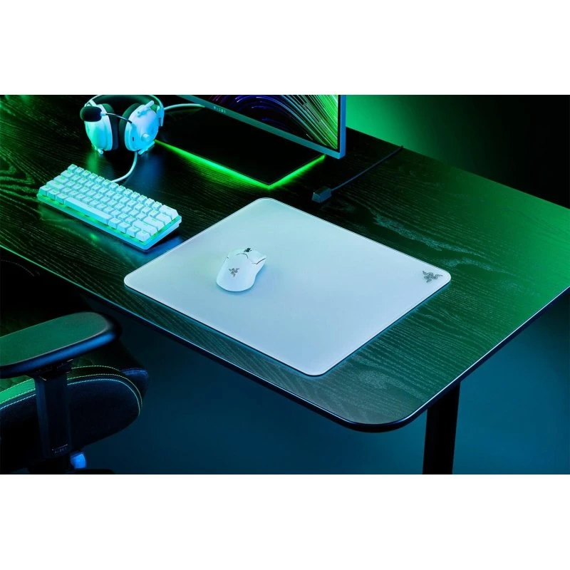 Razer Atlas Hvid Gaming-Musemåtte med Hærdet Glas