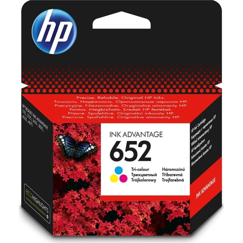 HP 652 Tri-Color Original Blækpatron (Cyan, Magenta, Gul)