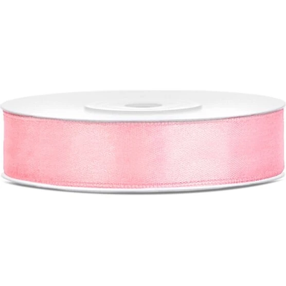 Satinbånd lyserød 12 mm, 25 m