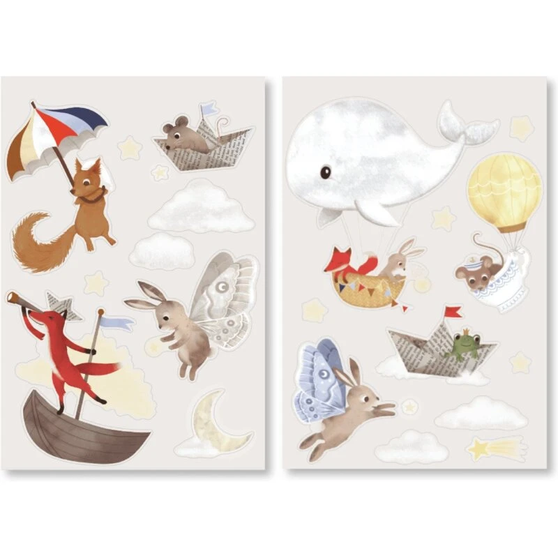 Filibabba Wallstickers – Dreamy Adventurers, 2 ark (44×30 cm)