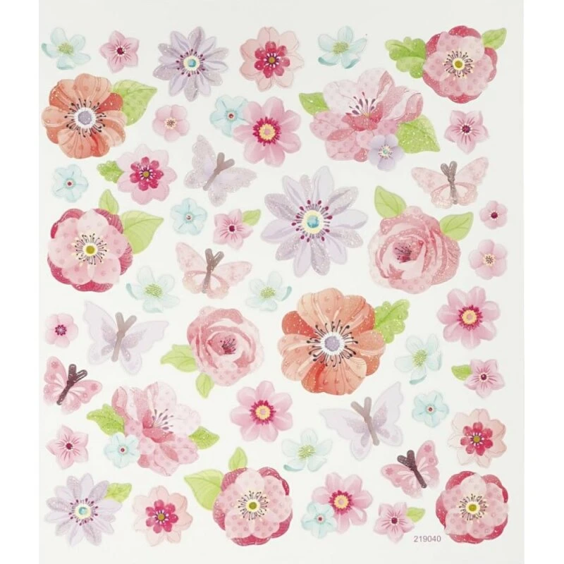 Klistermærker Rosa forårsblomster 15x16,5 cm