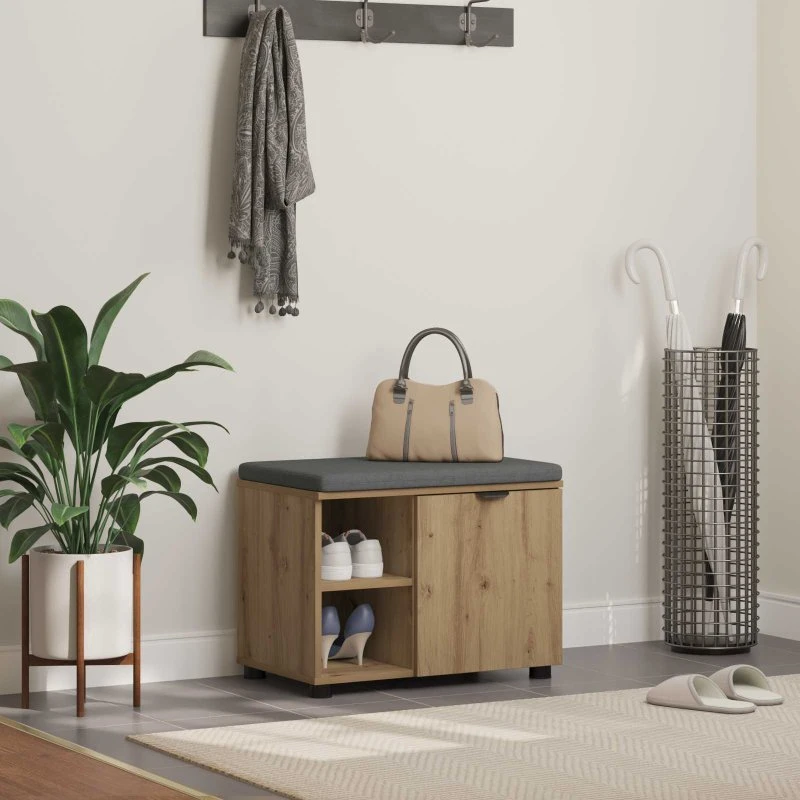vidaXL Hallbænk Artisan Egetræ 60 x 38 x 46 cm