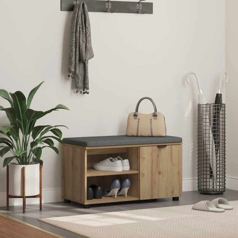 vidaXL Hallbænk Artisan Egetræ 80 x 38 x 46 cm