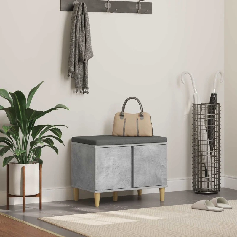 vidaXL Hallbænk med pude, Beton Grå 60 x 38 x 46 cm