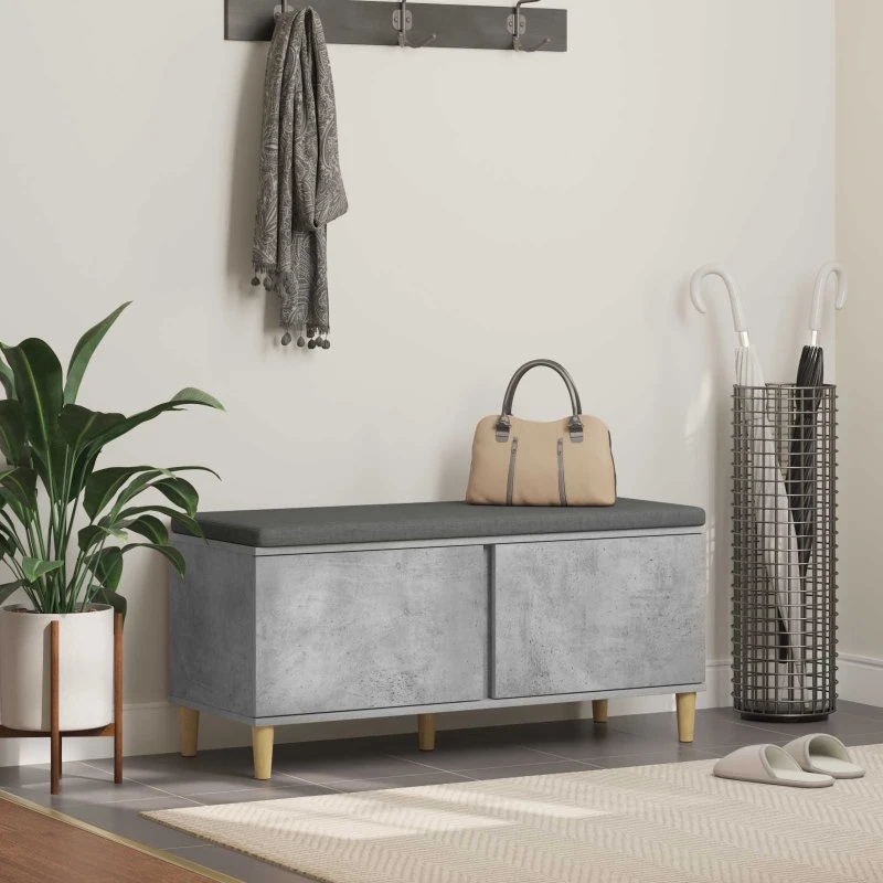 vidaXL Hallbænk med dør, Beton Grå 100 x 38 x 46 cm
