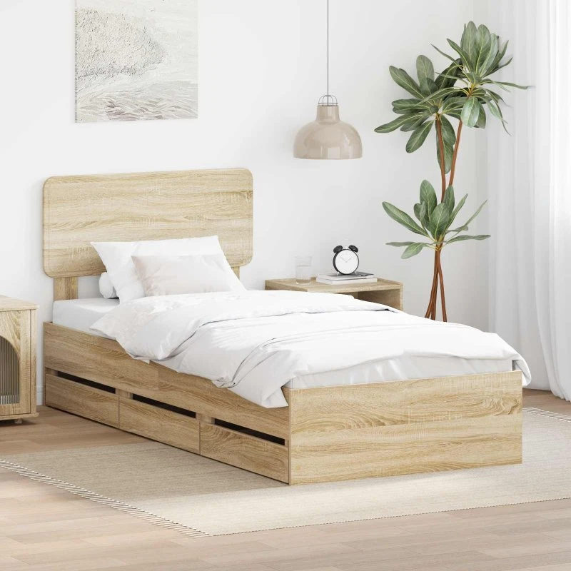 vidaXL Sengestel med skuffe Sonoma eg 100 x 200 cm