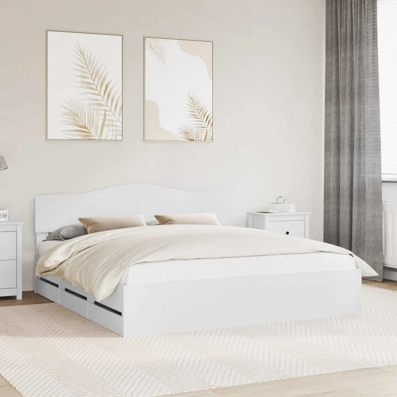 vidaXL Sengestel med skuffe Hvid 180x200 cm Ingeniørtræ
