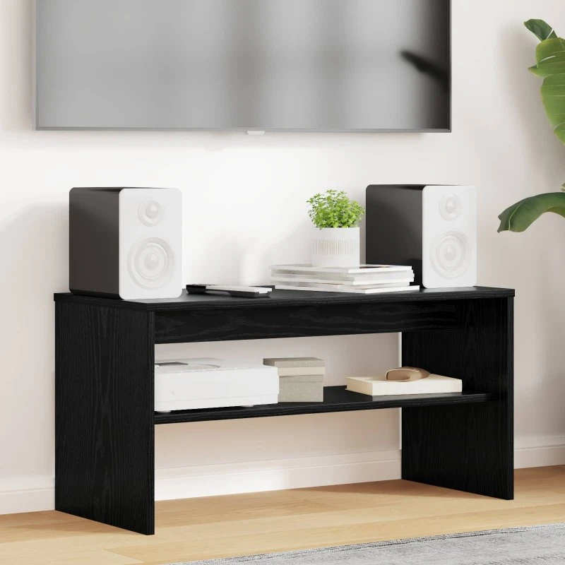 vidaXL TV-skab Sort 80x35x40 cm Konstrueret træ