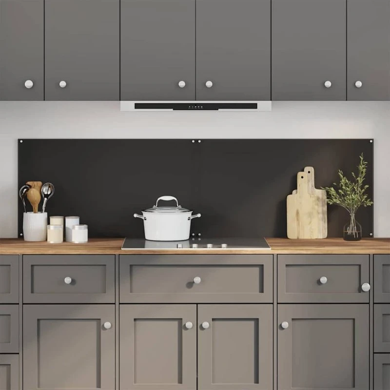 vidaXL Køkkenbacksplash 2 stk Sort 90 x 50 cm hærdet glas