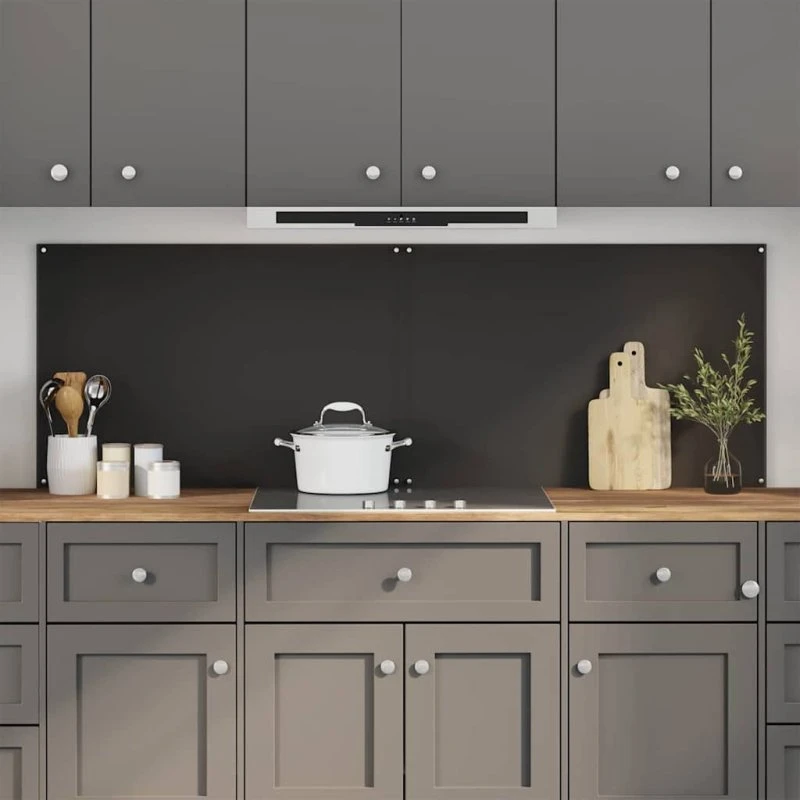 vidaXL Køkkenbacksplash 2 stk, Sort, 90 x 60 cm, hærdet glas