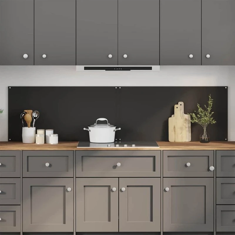 vidaXL Køkkenbacksplash 2 stk, Sort, 100 x 50 cm, hærdet glas