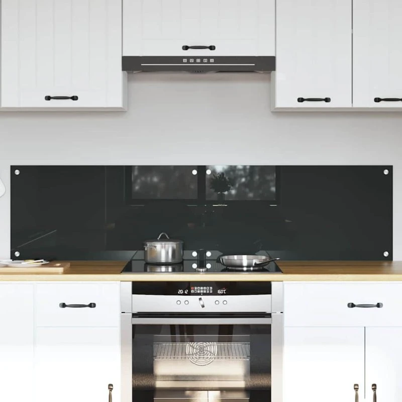vidaXL Køkkenbacksplash 2 stk Mørkegrå 80 x 40 cm hærdet glas