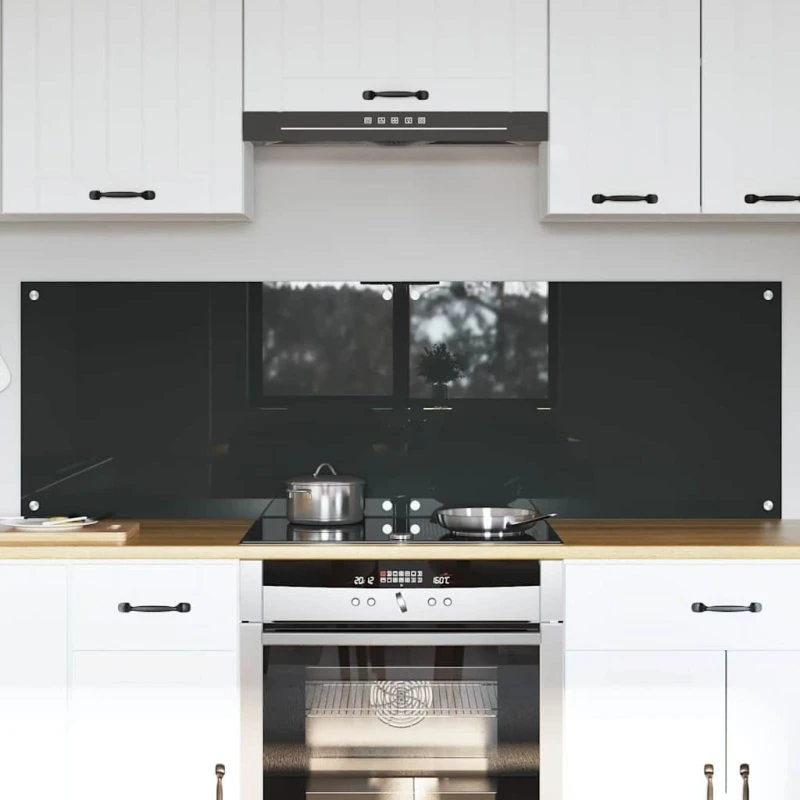 vidaXL Køkkenbacksplash 2 stk Mørkegrå 80 x 50 cm hærdet glas
