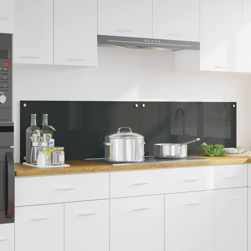 vidaXL Køkkenbacksplash 2 stk Mørkegrå 90 x 40 cm hærdet glas