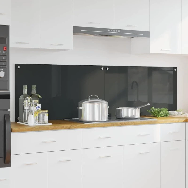 vidaXL Køkkenbacksplash 2 stk Mørkegrå 90 x 50 cm hærdet glas