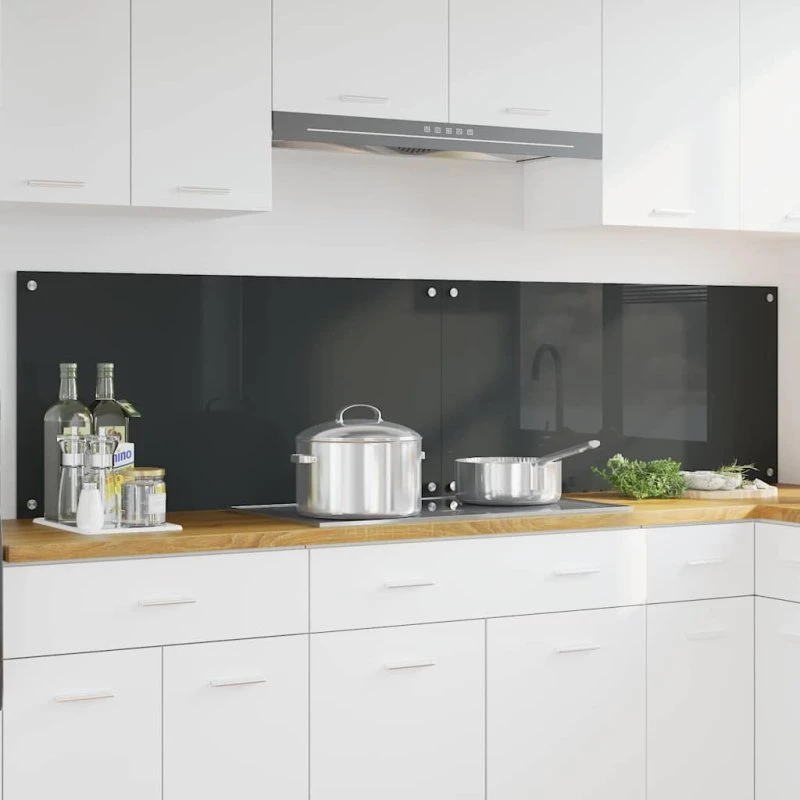 vidaXL Køkkenbacksplash 2 stk Mørkegrå 100 x 50 cm hærdet glas