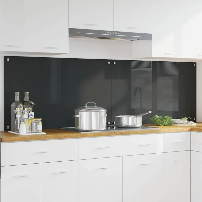 vidaXL Køkkenbacksplash 2 stk Mørkegrå 100 x 60 cm hærdet glas