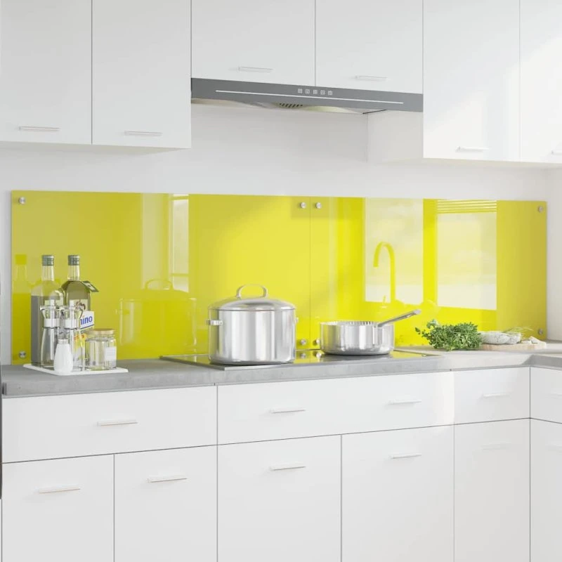 vidaXL Køkkenbacksplash 2 stk, Gul, 100 x 50 cm, hærdet glas