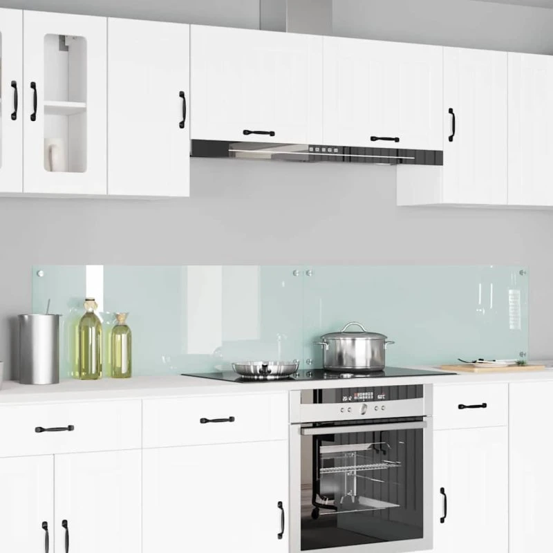 vidaXL Køkkenbacksplash 2 stk Hvid 110 x 40 cm hærdet glas