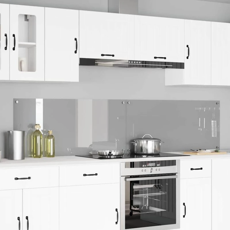 vidaXL Køkkenbacksplash 2 stk Lysegrå 110 x 50 cm hærdet glas
