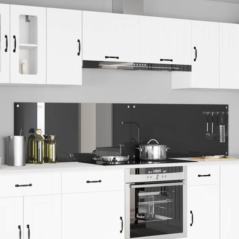 vidaXL Køkkenbacksplash 2 stk Mørkegrå 110 x 50 cm hærdet glas