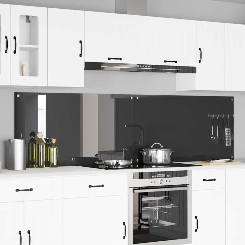 vidaXL Køkkenbacksplash 2 stk Mørkegrå 110 x 60 cm hærdet glas