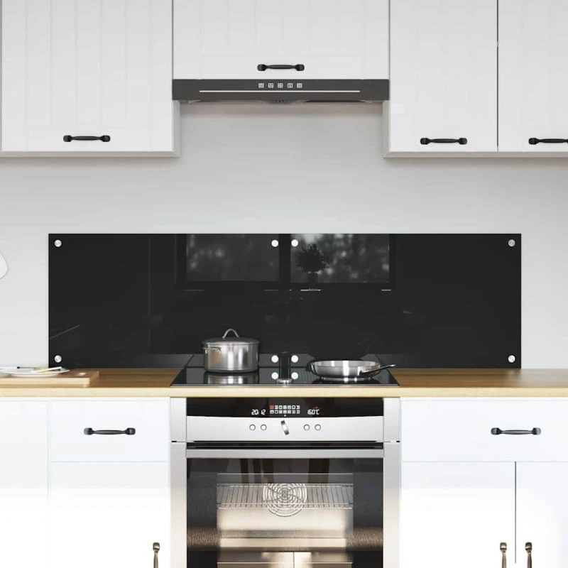 vidaXL Køkkenbacksplash 2 pcs Sort 70 x 40 cm hærdet glas