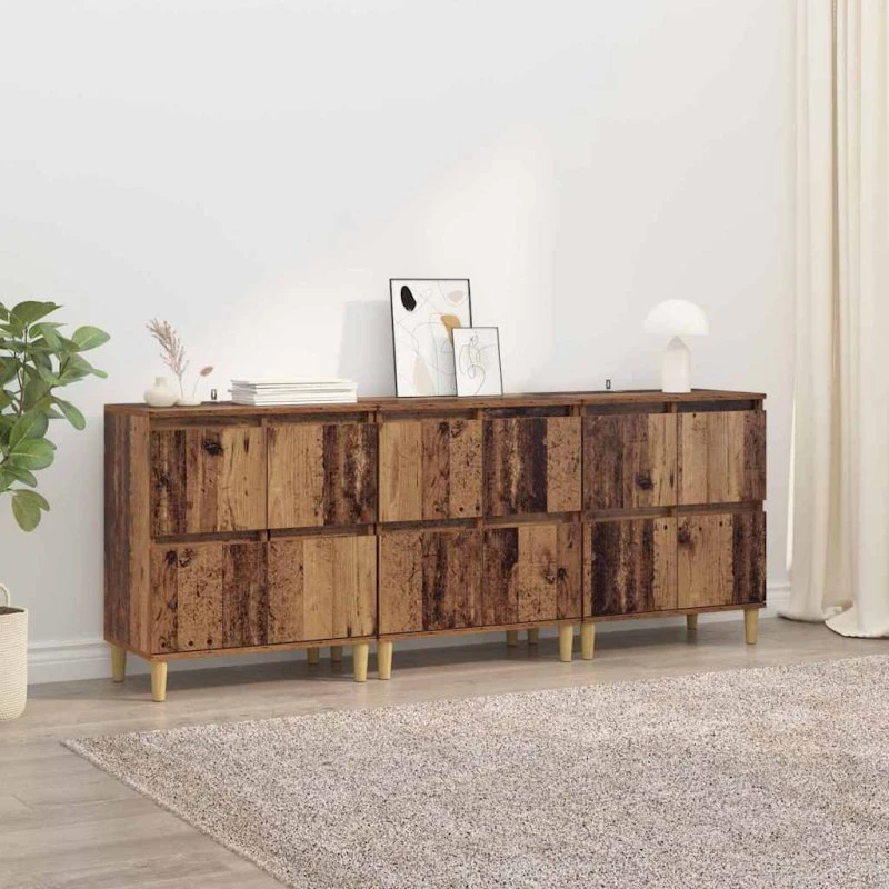 vidaXL 3-deligt Sideboard Gammelt Træ 60x35x70 cm
